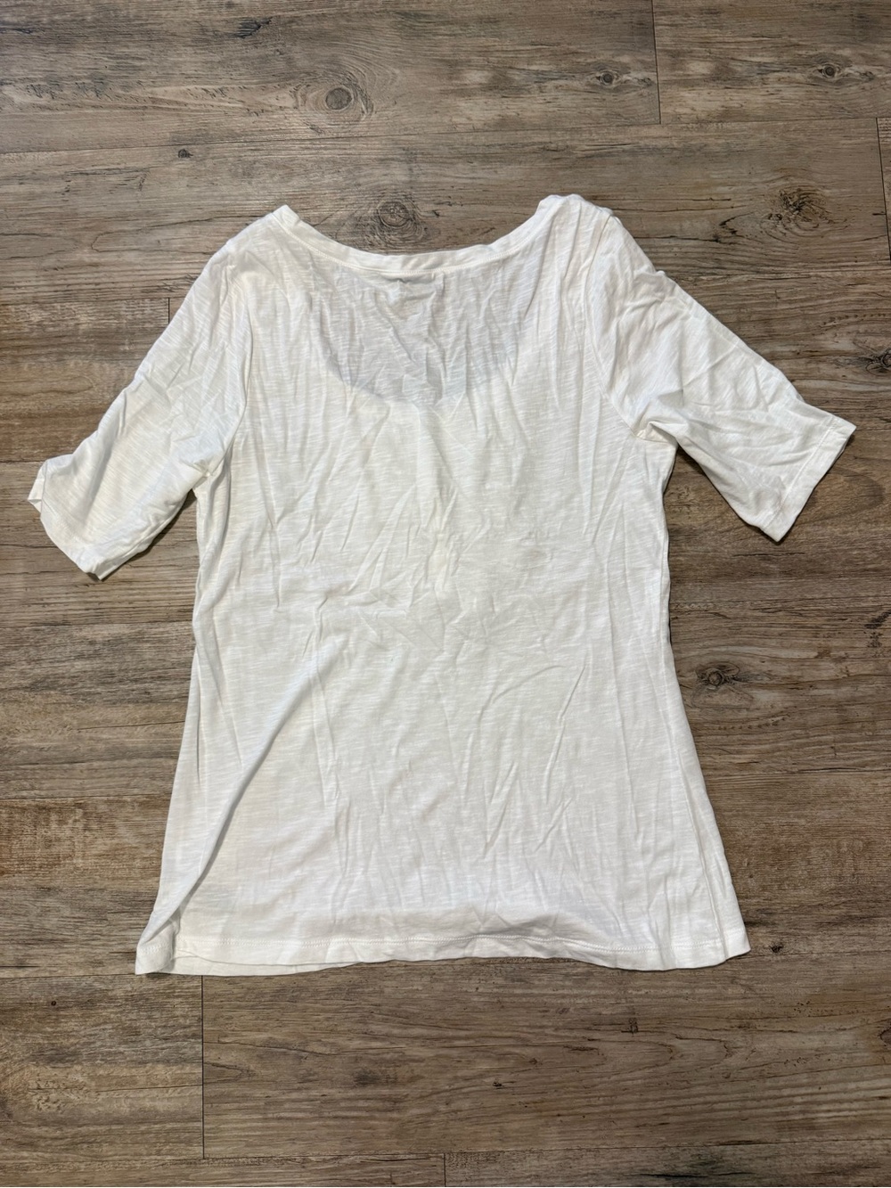 Old Navy White Scoop Neck Ruffle Henley Short Sleeve Tee - Picture 8 of 8